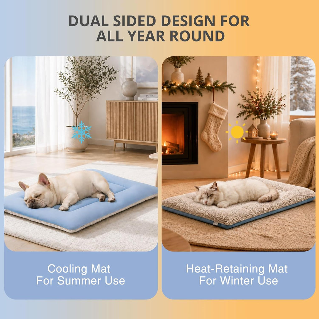 Dog Crate Pad 35" x 24" Self Warming Pet Bed for Medium Dogs, Gray