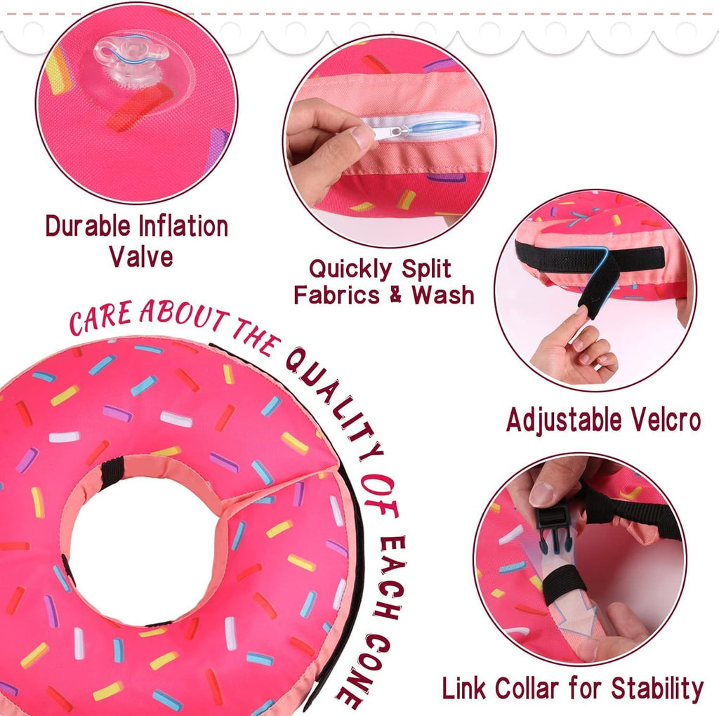 Inflatable Soft Dog Cone Collar for Small Medium Large Dogs & Cats Alternative After Surgery, Blow Up Pet Donut Neck Prevent from Biting Scratching, Comfy Adjustable Recovery Pillow