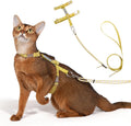 Cat Harness and Leash Set - Yellow Lightweight Soft Kitten Harness Escape Proof, Adjustable Travel Pet Harness for Walking，Easy Control Comfortable Outdoor (Yellow, One Size Fits All)