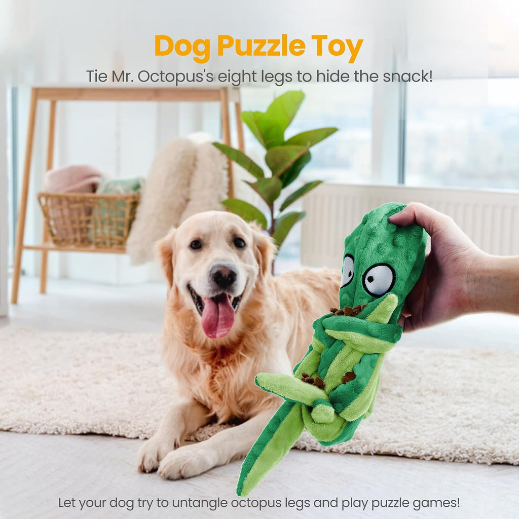 HGB Squeaky Dog Toys No Stuffing Octopus Crinkle for Large Medium Small Dog | 2 Pack Tough Plush Chew Toys for Chewers Puppy Teething, Interactive Tug of War & Keep Them Busy, Birthday Gift