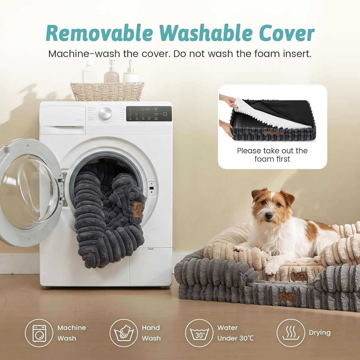 COZY KISS Orthopedic Warming Dog Beds Large Sized Dog, 36“, L, Dark Gray