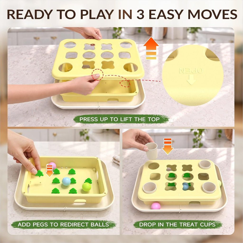 KADTC 3-in-1 Cat Puzzle Toy, Peek-and-Play Box, Track Balls for Indoor Cats