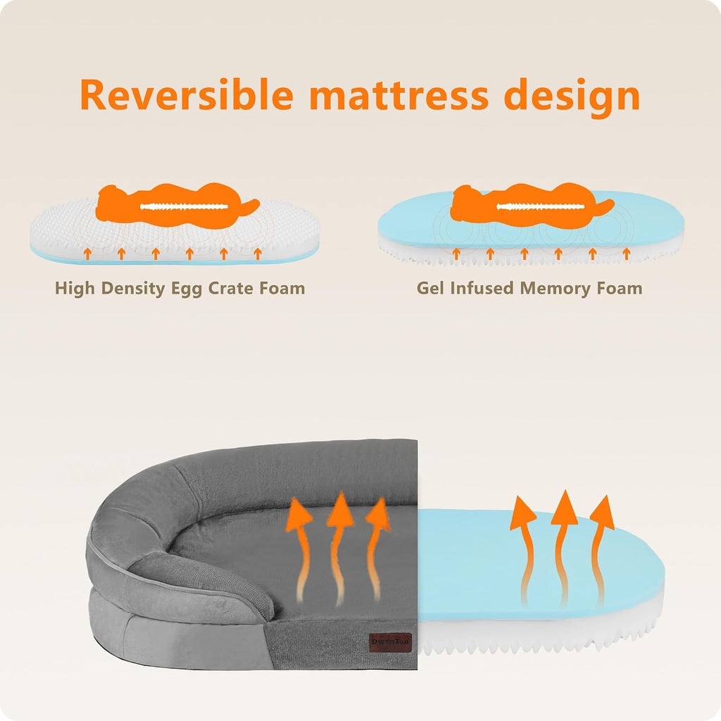 Orthopedic Waterproof XXX-Large Dog Bed Sofa, Gel Memory Foam, 53"