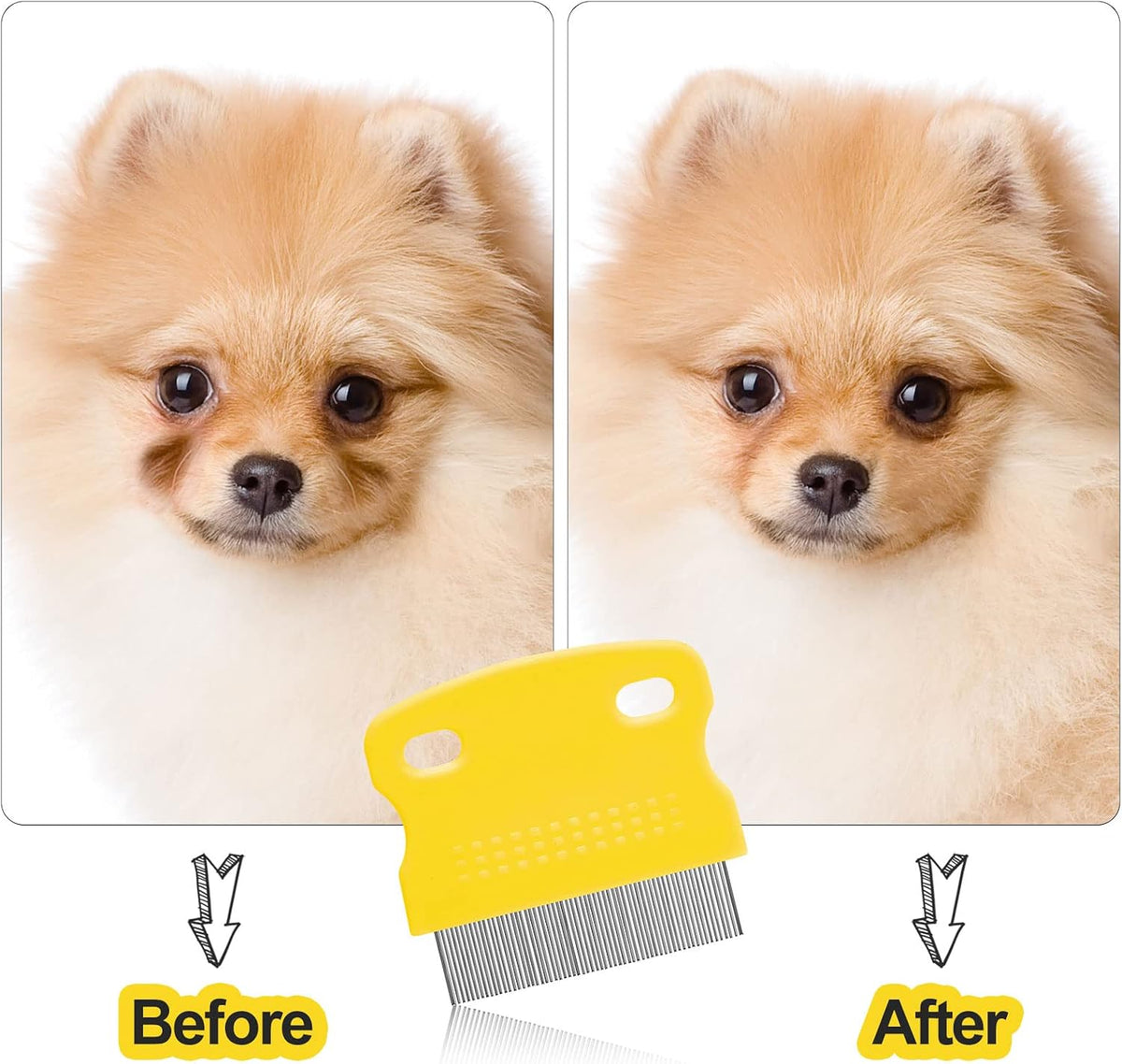 Boao 5 Pcs Dog Eye Comb Tear Stain Remover Grooming, Yellow, Black