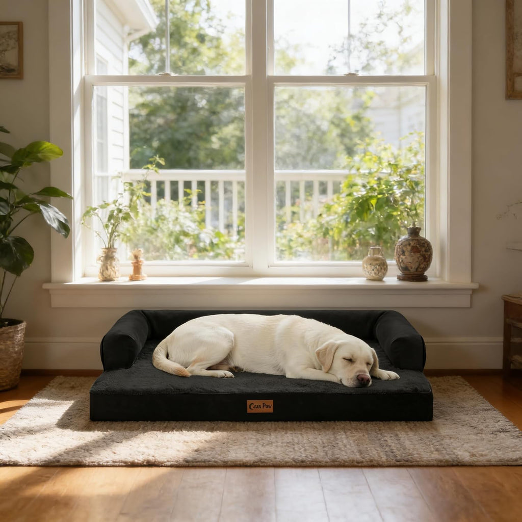 Waterproof Orthopedic Dog Bed for Medium Dogs, 35x22in, Black