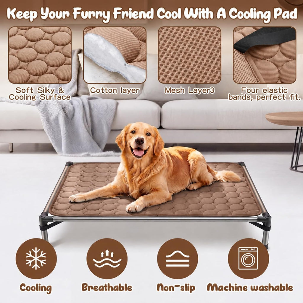 Elevated Dog Cat Bed Cover Replacement Pad, 51 x 32 Inch, Brown
