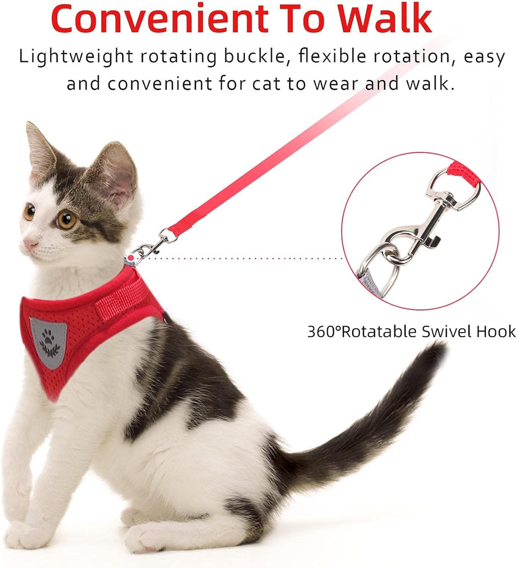 Cat Vest Harness and Leash Set, Escape Proof Kitten Harness Red M