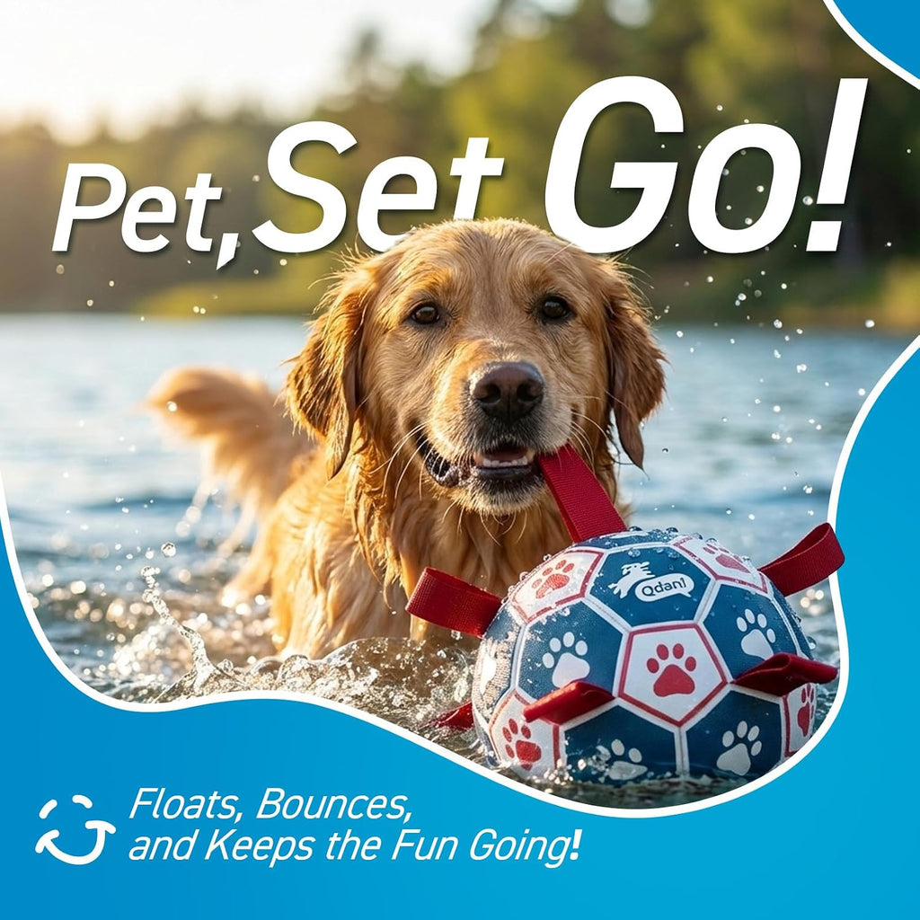 QDAN Large Dog Soccer Ball with Straps, 9 Inch Big Balls for >90 lbs Dogs | Giant Herding Ball for Dogs, Interactive Dog Toys for Tug of War, Puppy Birthday Gifts, Water Toy, Training Soccer Balls