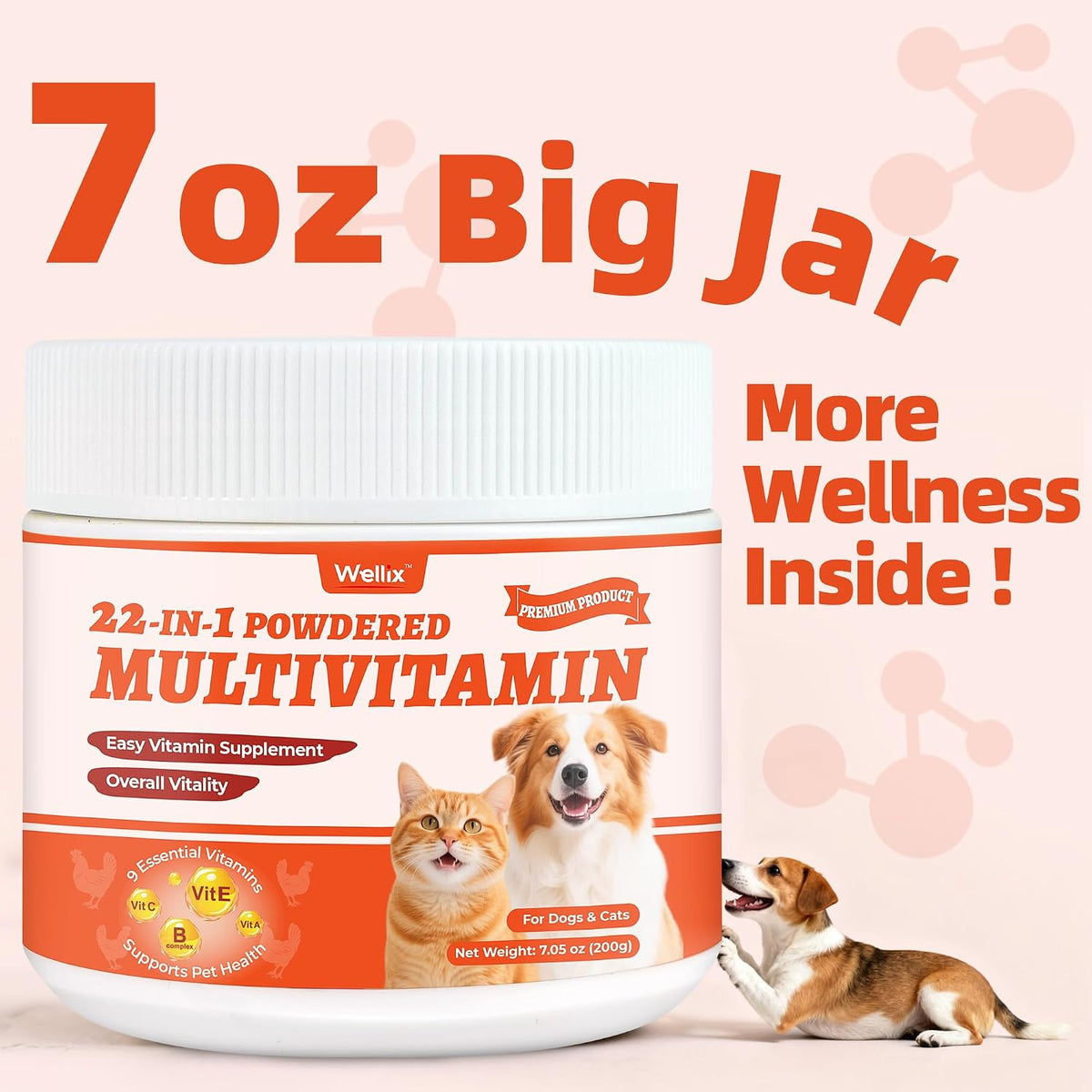 Wellix 7.02oz Multivitamins Taurine Powder for Dogs & Cats - Chicken Flavor