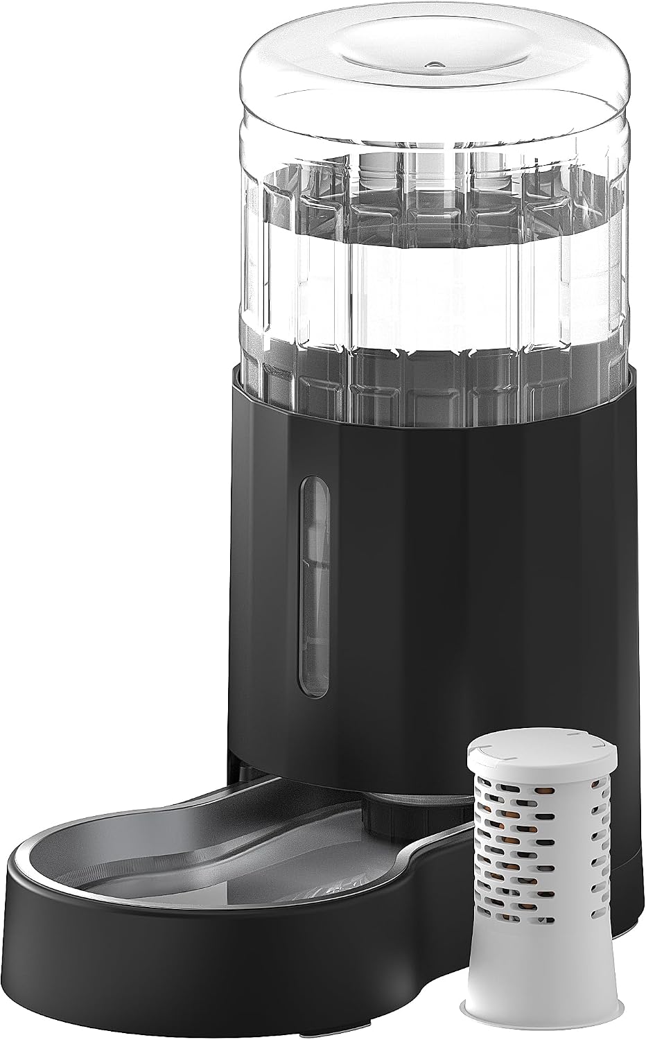 CZPET Gravity Dog Water Bowl Dispenser, Wider Mouth (8L+Filter,Black)