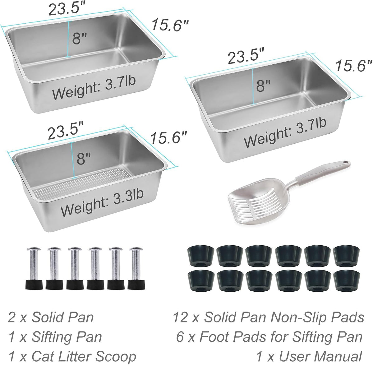 8" Sifting Cat Litter Box for Clumping Clay & Pine Pellets