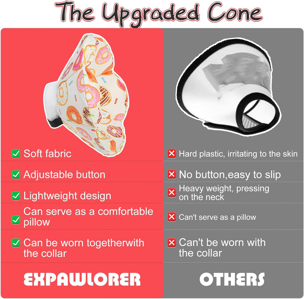 EXPAWLORER Cat Cone Collar Soft,Adjustable Waterproof Flower Style Neck