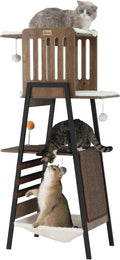 FourFurPets Modern Cat Tree, 58-Inch Cat Tower for Large Cats, Big Hammock