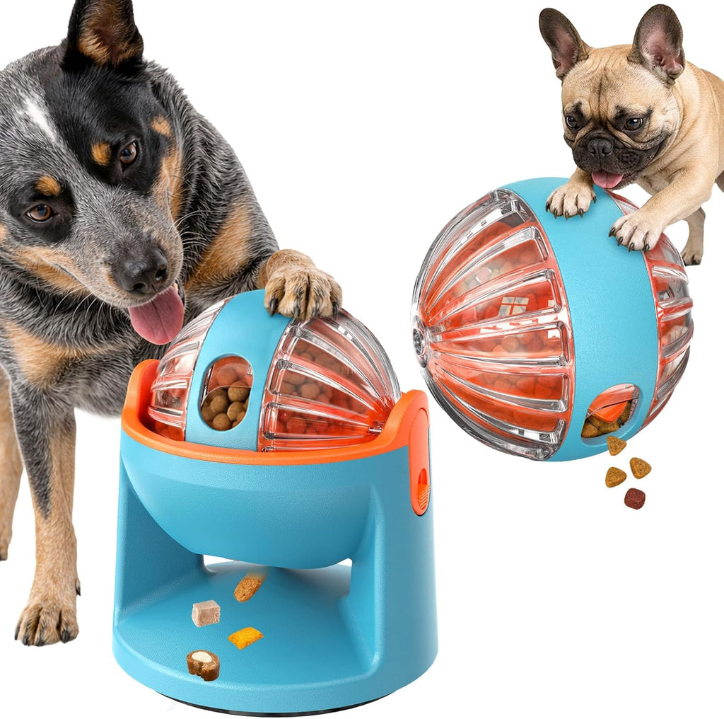 Adjustable Dog Slow Feeder Treat Dispensing Dog Toy, Dog Toys to Keep Them Busy with Base, Puzzle Toys for Dogs to Enrich Their Lives and Relieve Boredom, Dog Slow Feeders(Blue)