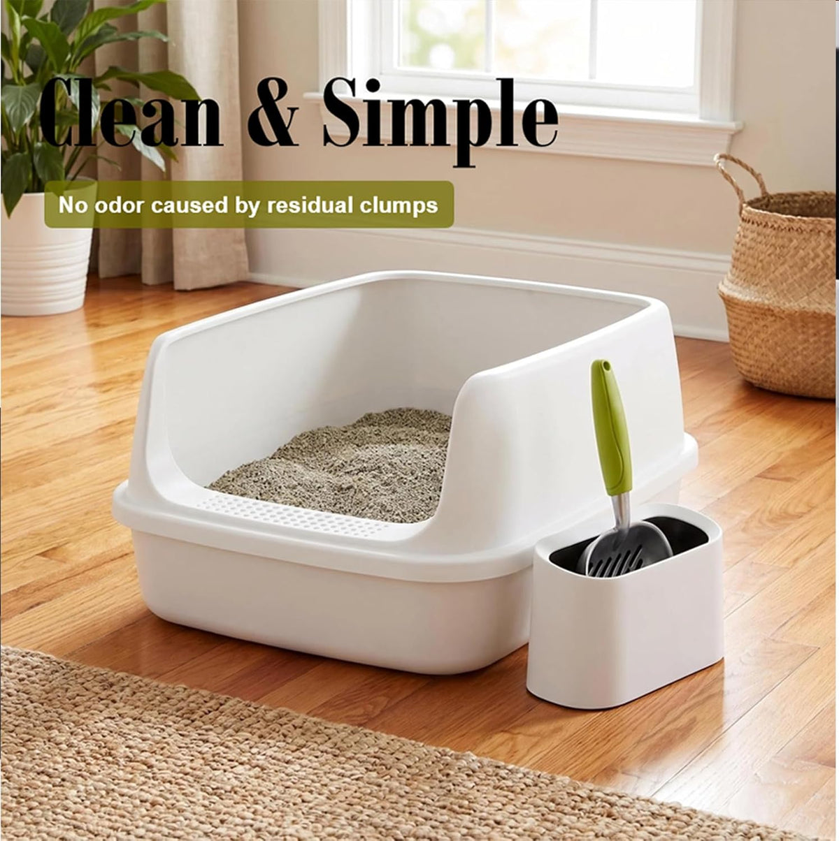Heavy Duty Cat Litter Scoop with Holder - All Metal Cat Litter Scooper with Holder - Reduces Dust & Waste - Kitty Litter Sifting Shovel Comfy Handle - Stainless Steel Cats Litter Scooper