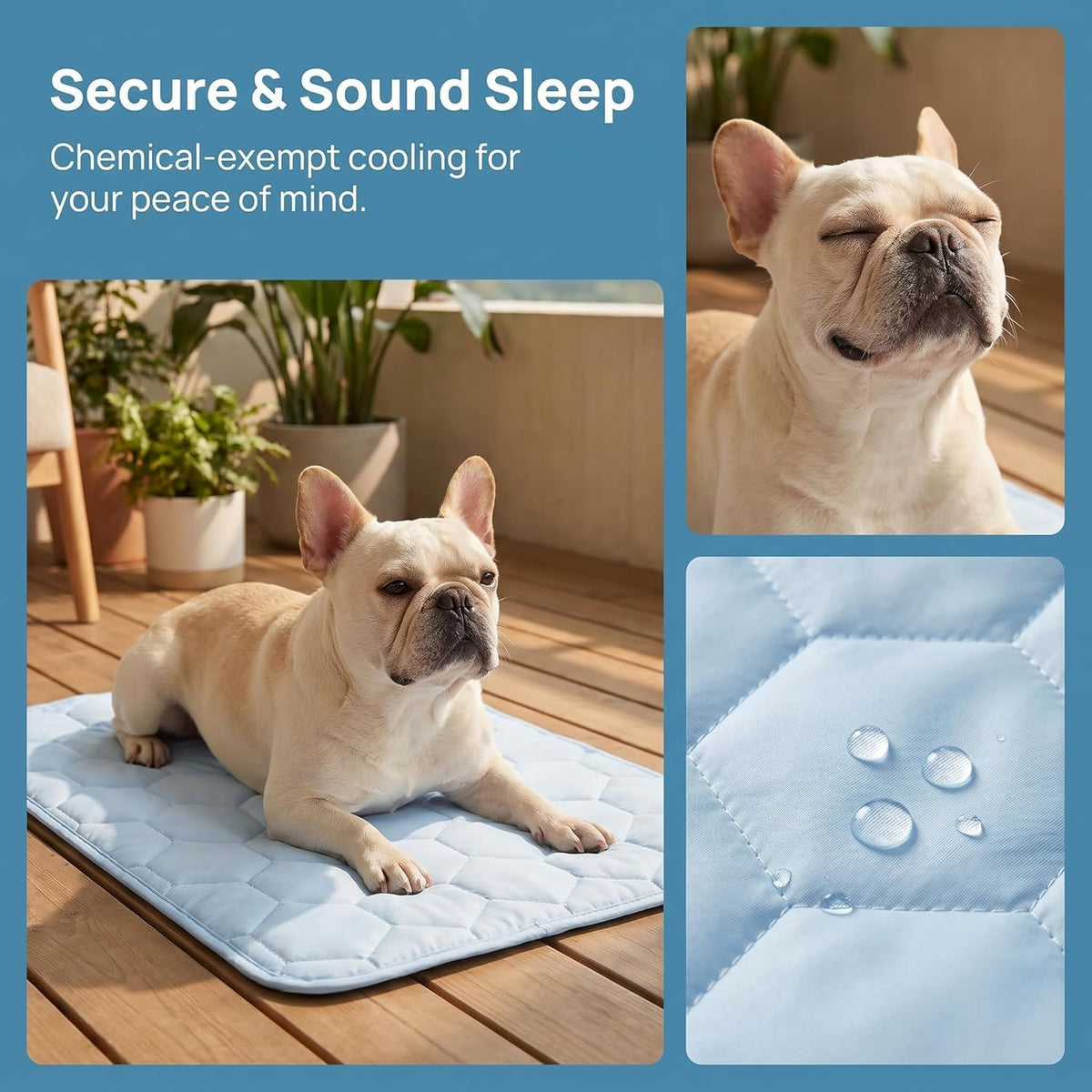 Dog Cooling Mat for Large Dogs,Washable Self Cooling Pet Pad with Non Slip Bottom,Portable Ice Silk Cooling Bed for Medium Large Dogs,Foldable Cooling Blanket for Indoor Outdoor Crate Use(Blue,S）