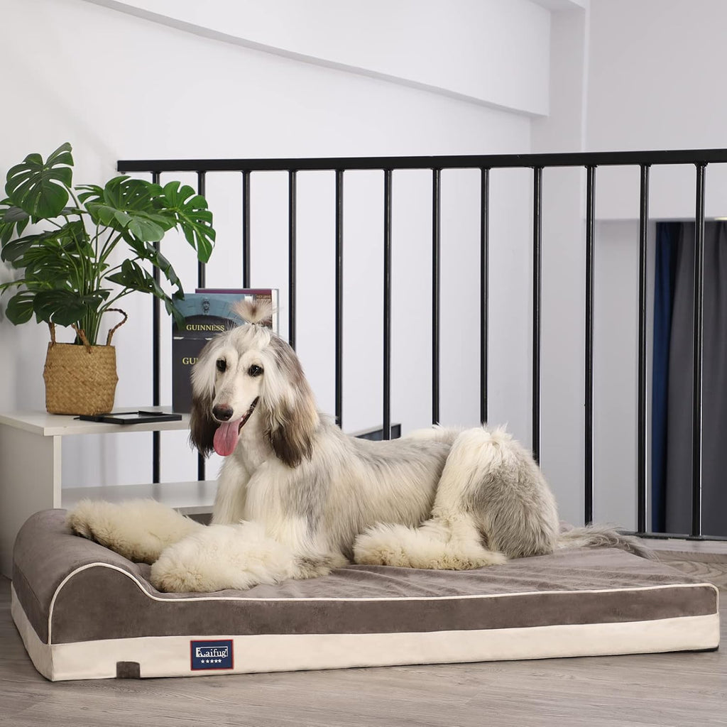 Laifug Orthopedic Dog Beds for Large Dogs,4.5" Memory Foam Dog Beds,Durable Water Proof Liner Removable and Washable, Nonskid Bottom, Grey 46"x28"x8"