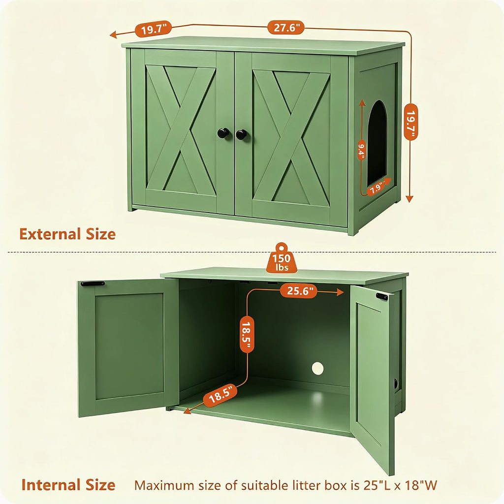 Dwanton Cat Litter Box Enclosure, Hidden Litter Box Furniture, 27.6 Inches