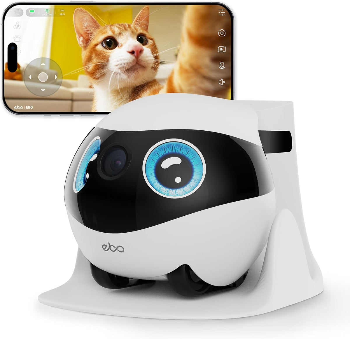 Enabot EBO SE 2 Mobile Pet Camera: 2K Home Robot Companion (Blue Eyes)
