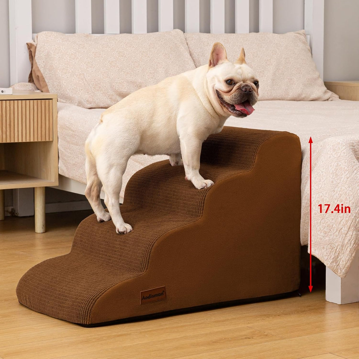 Aodisman Dog Steps for Bed or Couch,4-Step Pet Stairs Ramp for Small Dogs