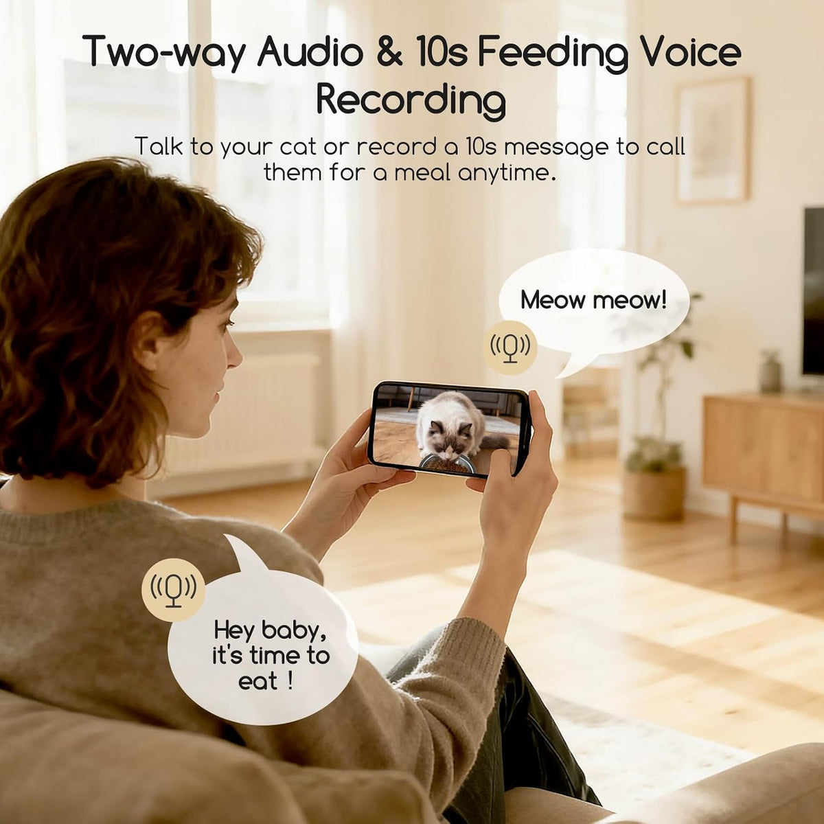 Faroro Automatic Cat Feeder with Camera, 1080P HD Video with Night Vision, 5G WiFi Automatic Dog Feeder with APP Control, 2-Way Audio, Blockage Sensor for Cats or Small Dogs, 4L (White)