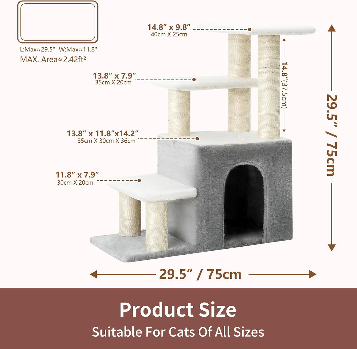 Heybly Cat Scratching Post, Pet Steps for Indoor Cats and Dogs, HSP002SGW