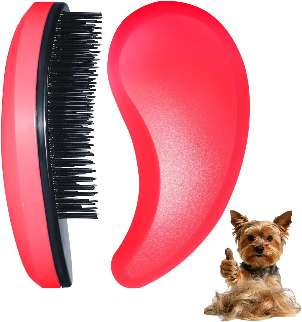 Small Dog Brush, Skin-friendly Soft Bristles (Rose Red) | Puppy Hair Brush, Massage and Bath Supplies, Pet Grooming Tool for Teddy, Yorkies, Maltese, Shih Tzu, Chihuahua
