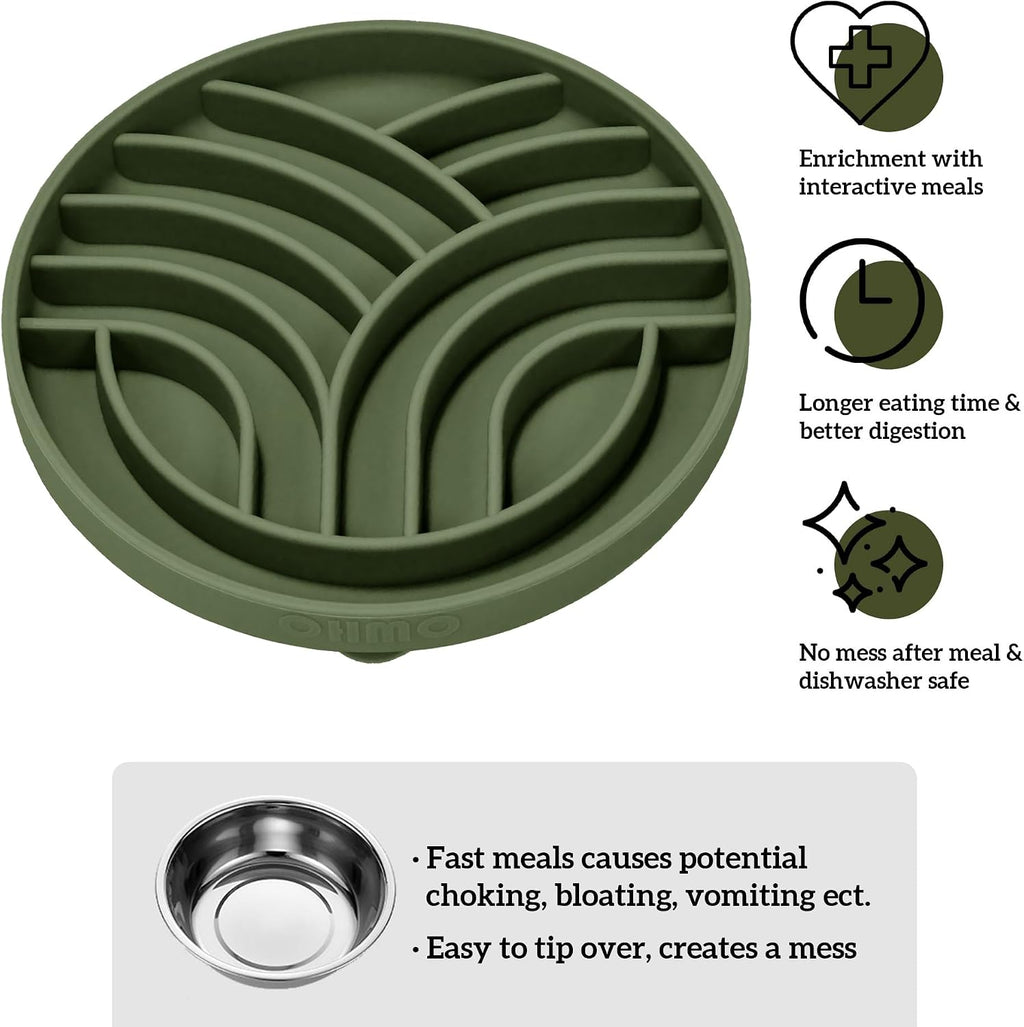 OHMO Slow Feeder Dog Bowl, 5.9" Lick Mat for Dogs, Tree of Life, Camo Green