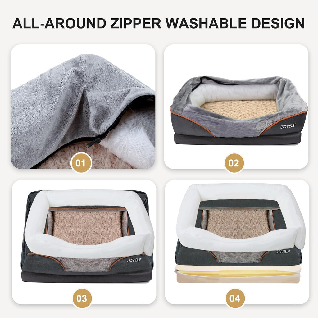 JOYELF XLarge Memory Foam Dog Bed, Orthopedic Dog Bed & Sofa with Removable Washable Cover and Squeaker Toy as Gift