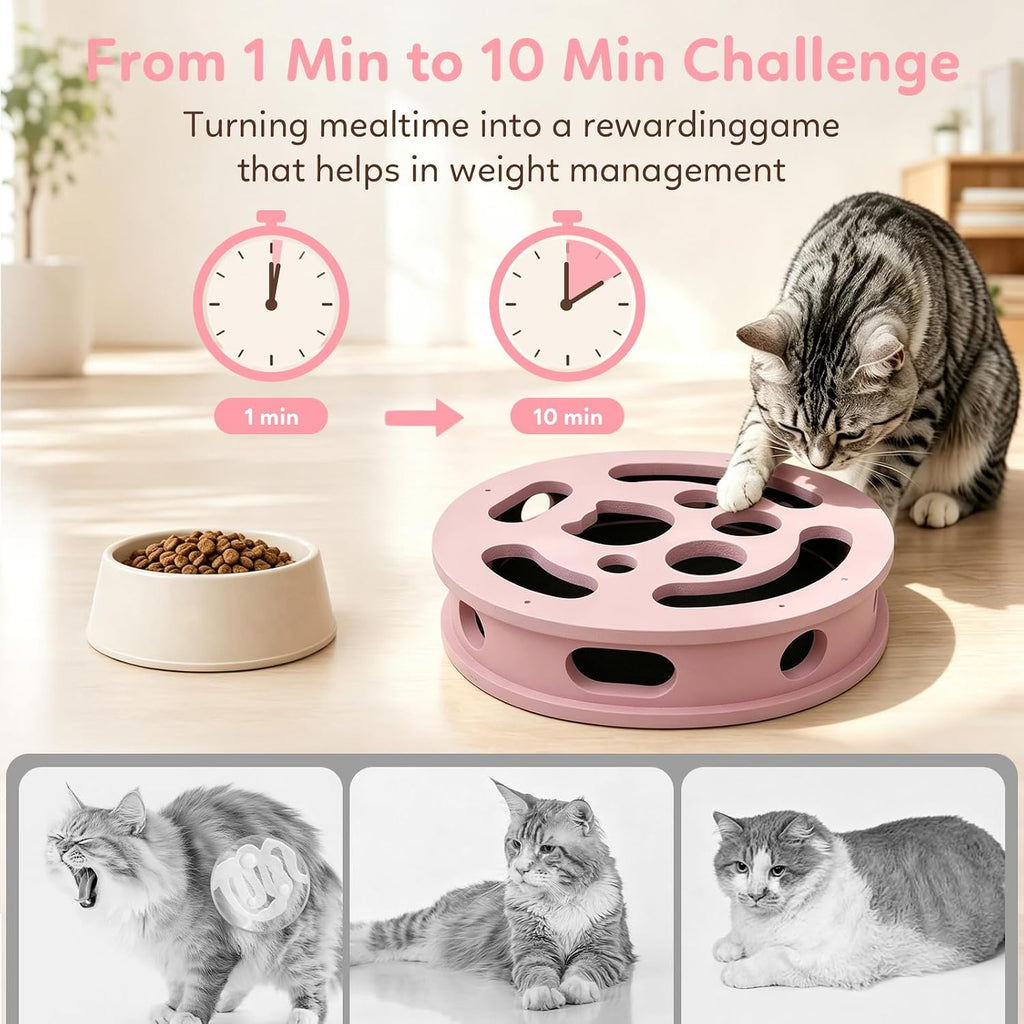 【Large&Thicken Oak 】Cat Nail File Scratcher Puzzle Box,High-Density Furniture Grade Oak,Porous Design,Stimulate Cat Exploratory &Slow Down Eat Speed;Built In Frosted Paper,Polish Their Nail While Play