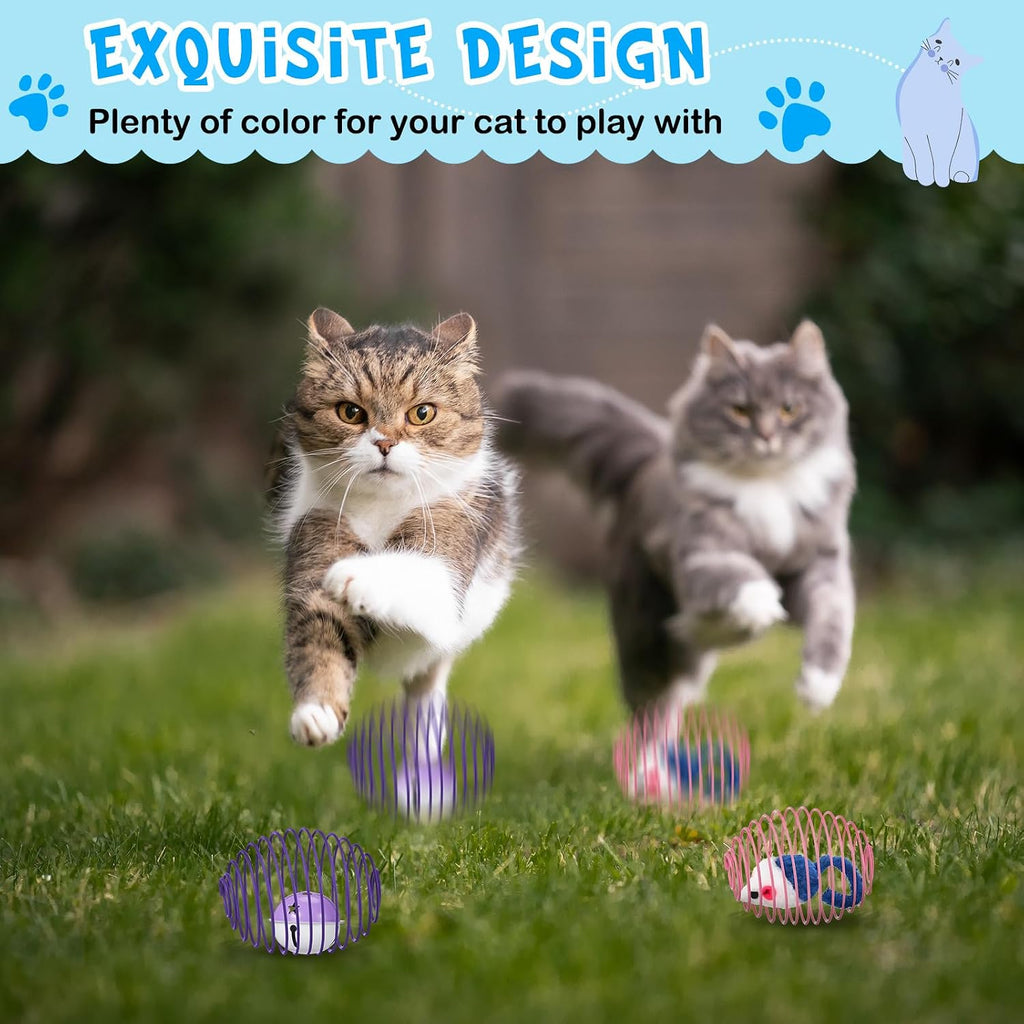 Jecery 5 Pcs Cat Toys Spring,Mouse and Bell,Mix Colors