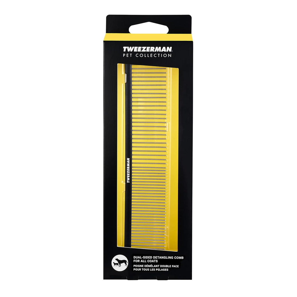Tweezerman Dual-Sided Detangling Comb-Wide Toothed & Fine Toothed for Pets