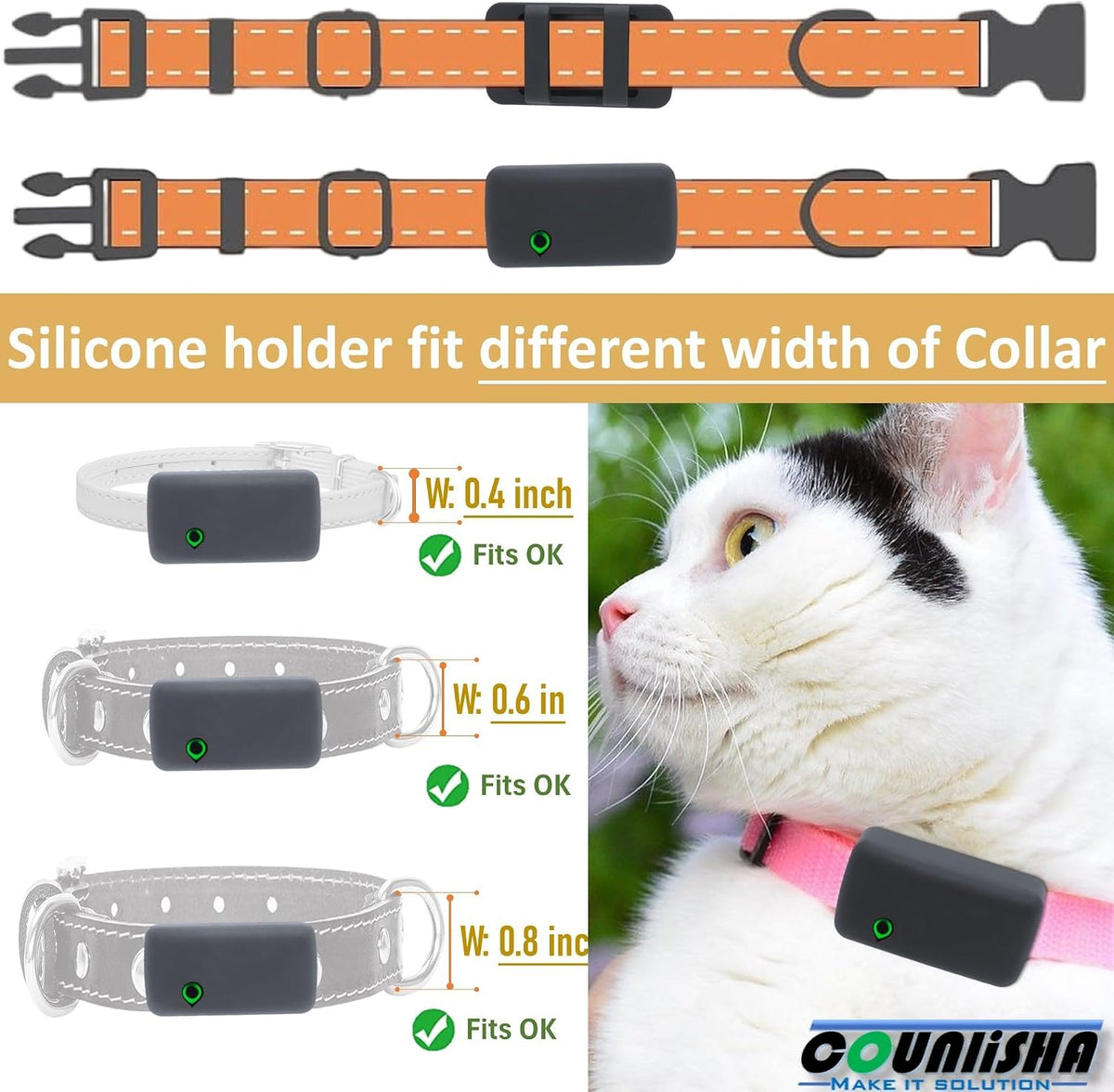 Silicone Holder for Tractive Cat Mini Tracker for pet Collar, Black,2 Packs