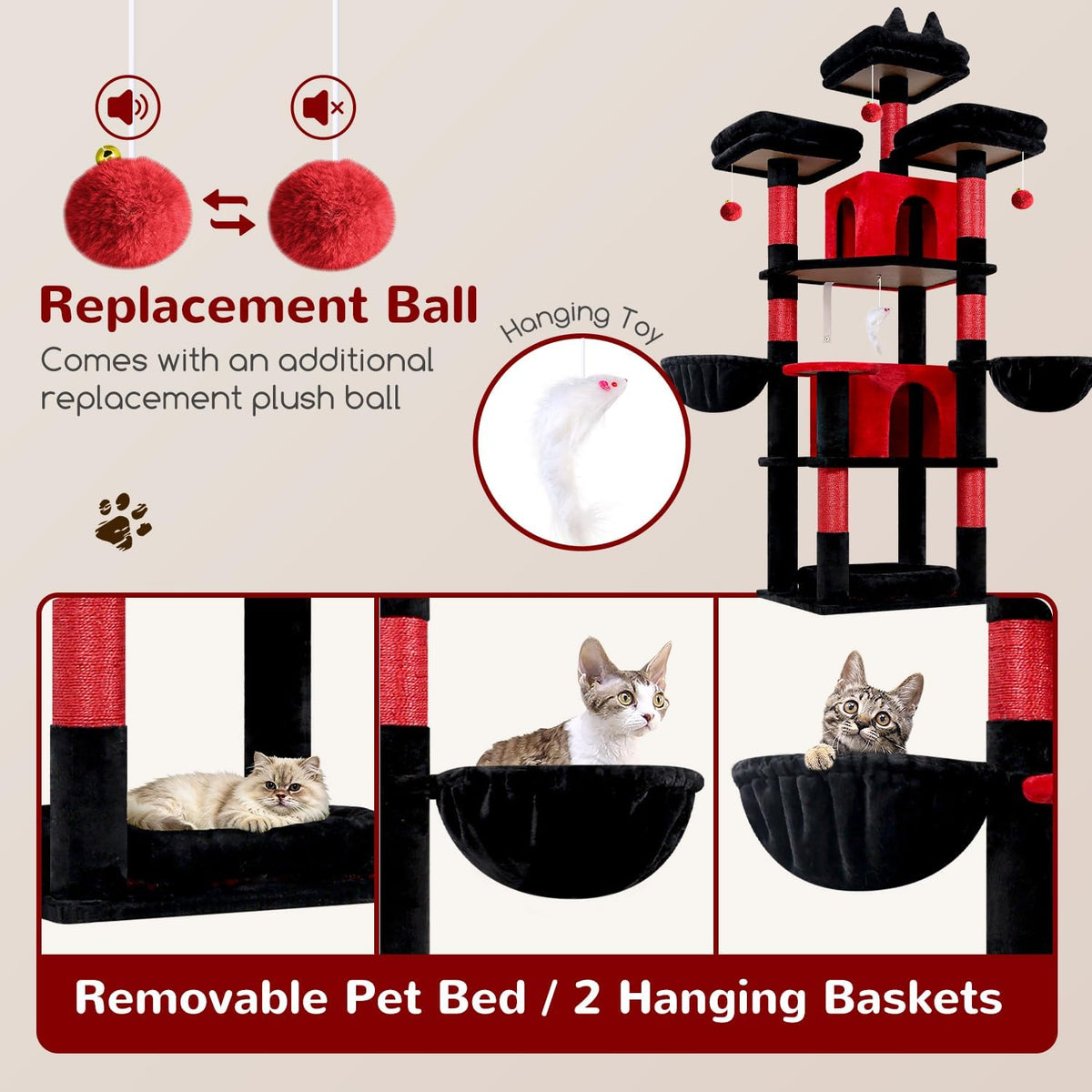 Globlazer Big XL Gothic Cat Tower for Indoor Multiple Cats, F68B