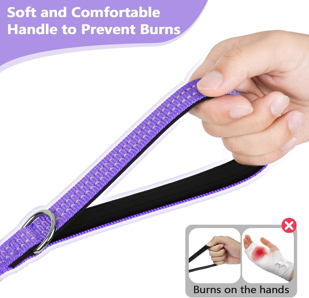 Long Dog Leash XiaZ Training Leashes 10/15/20/30/50/100ft Long Lead for Dogs 50ft Training Leash for Outside Purple 50 Foot Nylon Padded Handle Reflective Hiking Yard