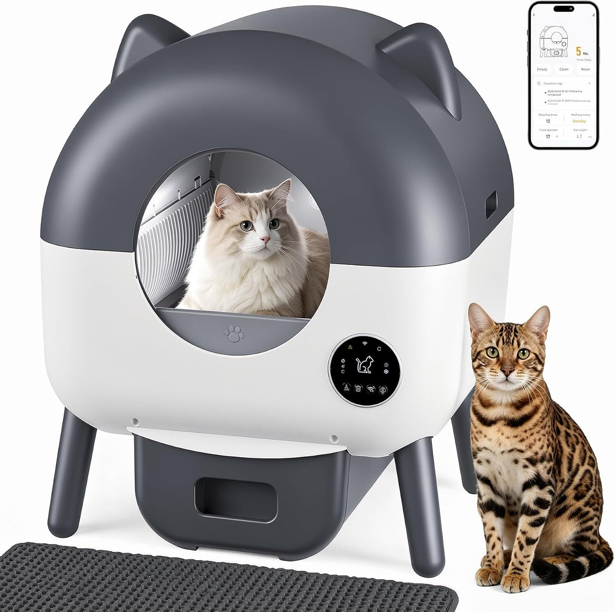 Automatic Self Cleaning Litter Box, MeowWhimsy Large Smart Robot Litter Box