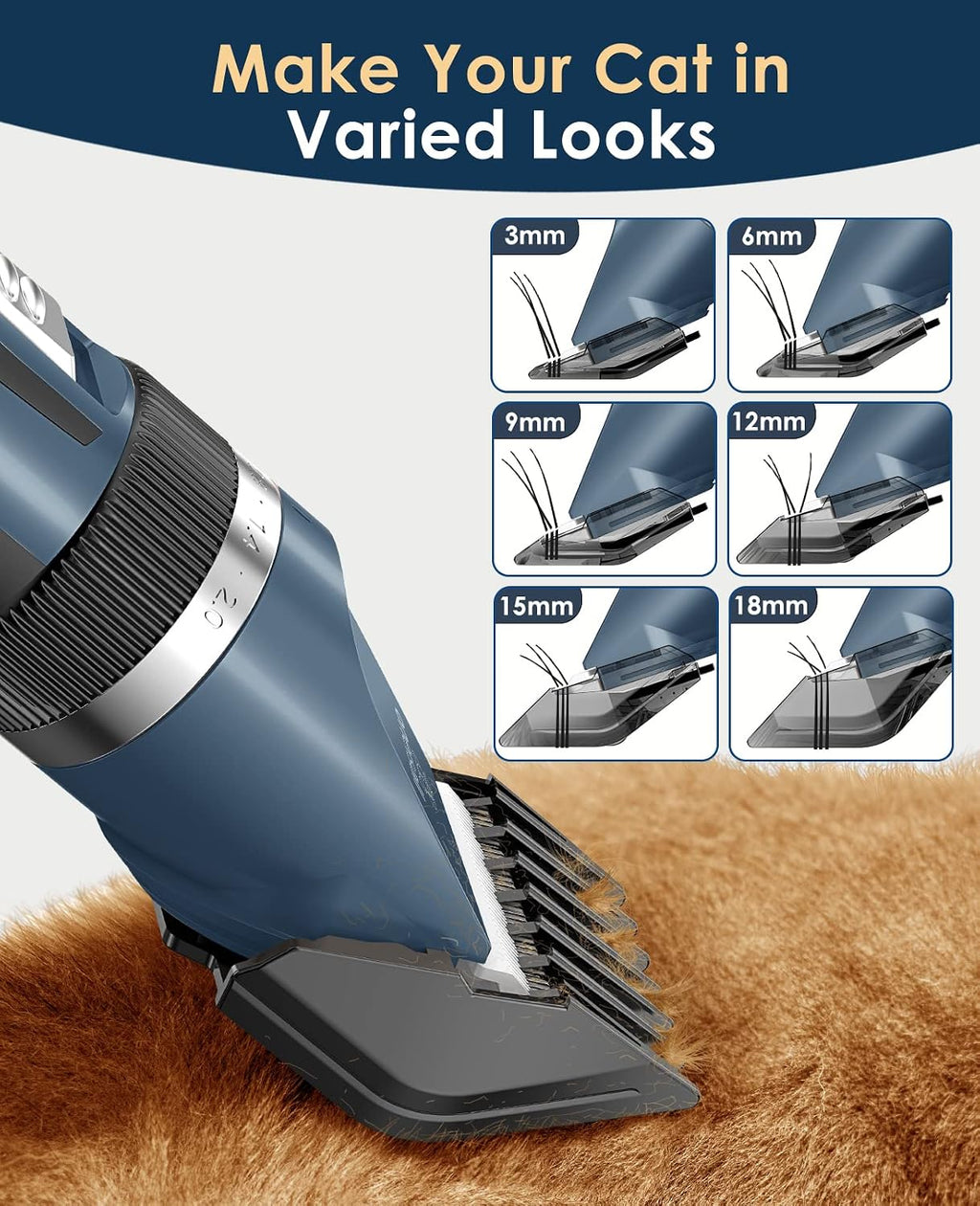 oneisall Quiet Cat Clippers for Matted Hair & Long Hair, Cat Shaver