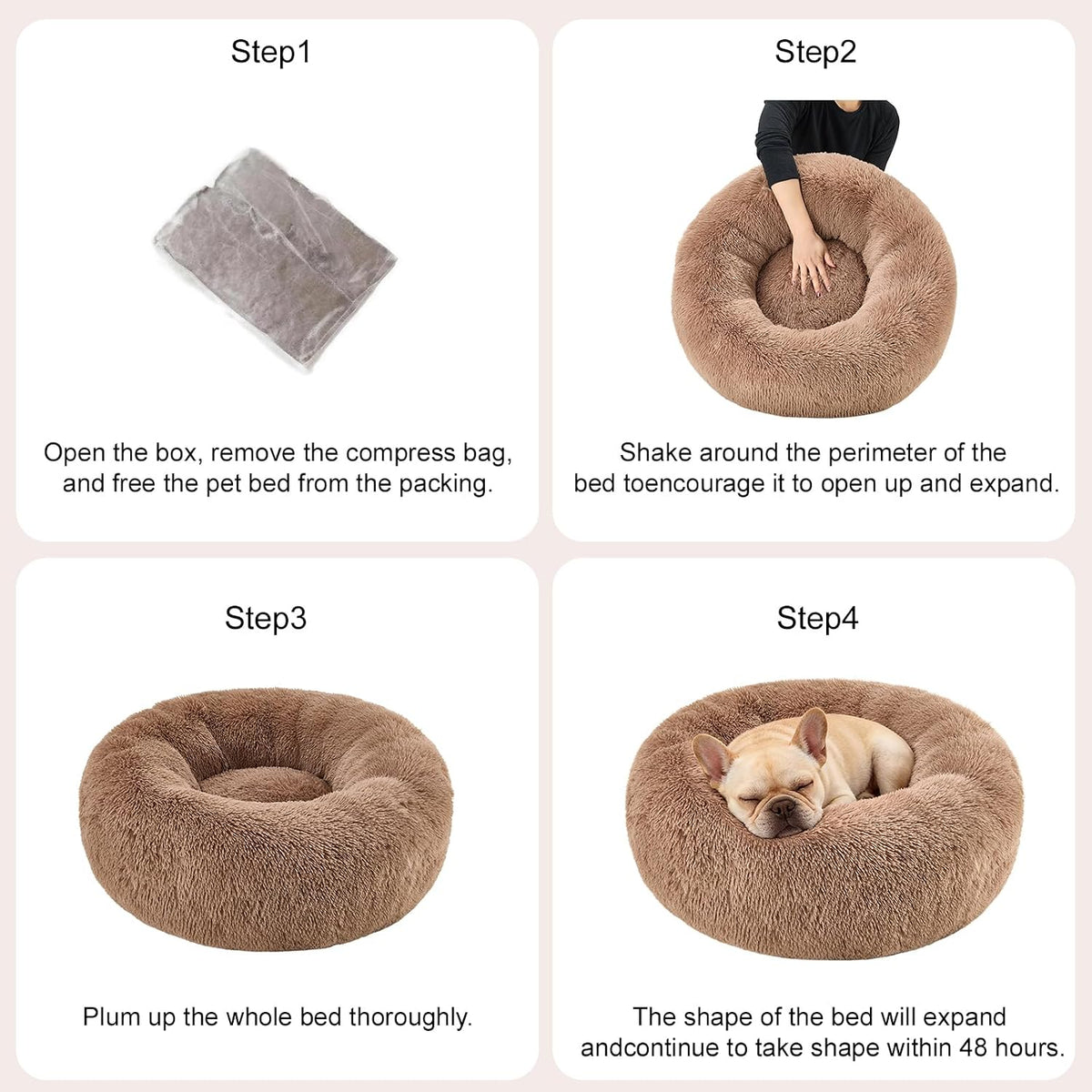 Dog Calming Beds for Large Dogs Round Donut Washable Large Sized Dog Bed