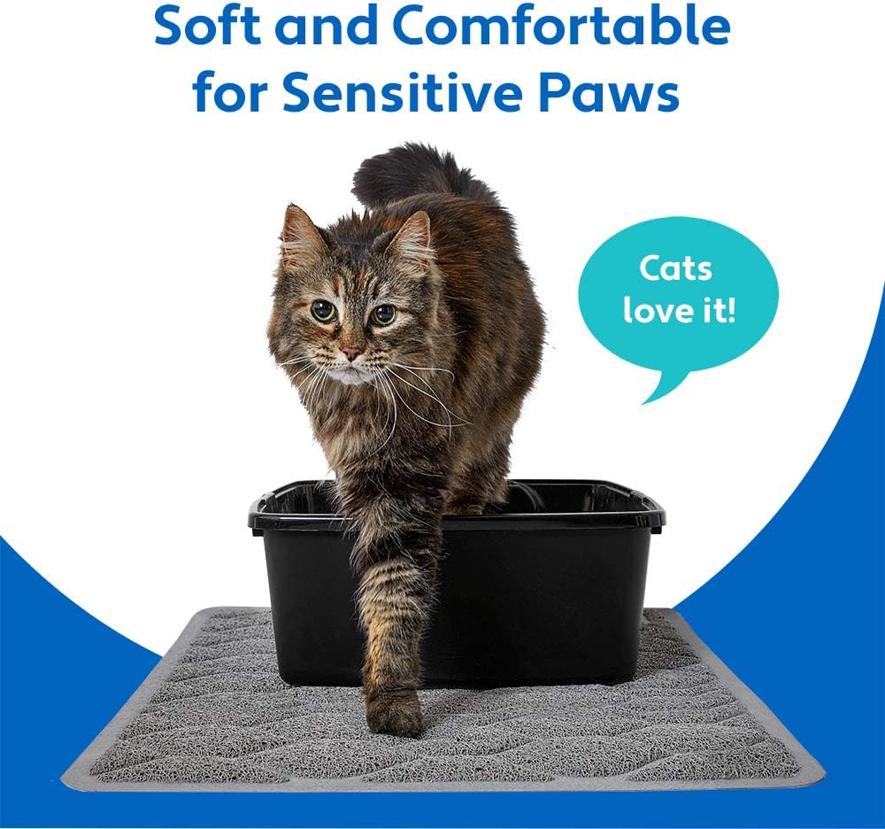 MIGHTY MONKEY Waterproof Cat Litter Box Mat, BPA Free, 35x23 Slate Gray | Easy Clean Floors, Textured Backing, Soft on Sensitive Kitty Paws, Cats Accessories, Less Waste, Stays in Place