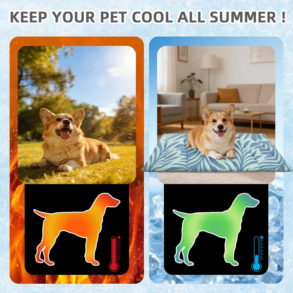 Dog Cooling Mat Large, Q-Max>0.5 Double-Sided Thickened Breathable Cooling Pet Pad for Dogs Cats, 36 * 23in Washable&Portable Outdoor Dog Bed Kennel Waterproof Bottom for Sofa Crate Playpen Indoor
