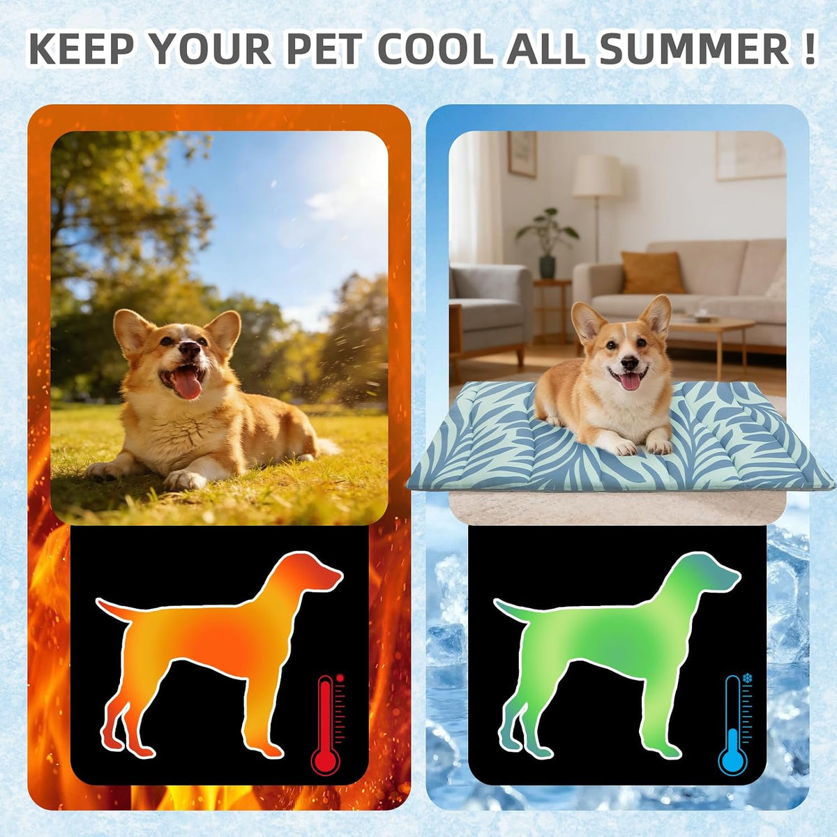 Dog Cooling Mat Large, Q-Max>0.5 Double-Sided Thickened Breathable Cooling Pet Pad for Dogs Cats, 36 * 23in Washable&Portable Outdoor Dog Bed Kennel Waterproof Bottom for Sofa Crate Playpen Indoor