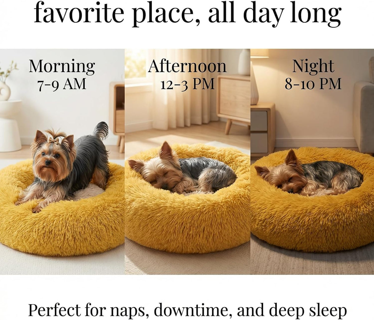 nononfish Puppy Bed for Small Dogs,Soft Calming Donut Bed
