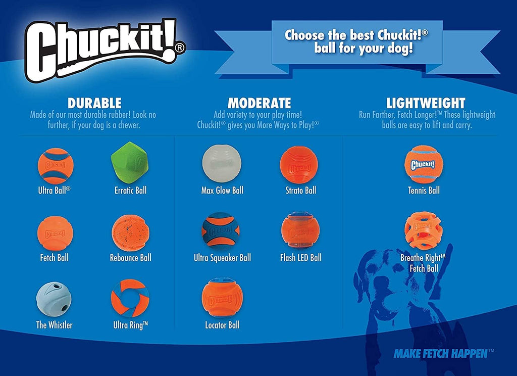Chuckit! Ultra Squeaker Dog Ball - Extra Large Bouncy and Squeaky Pet Toy for Dogs 100+ lbs - Floats on Water - Durable Rubber - 3.5" Diameter - Size XL (Pack of 12)
