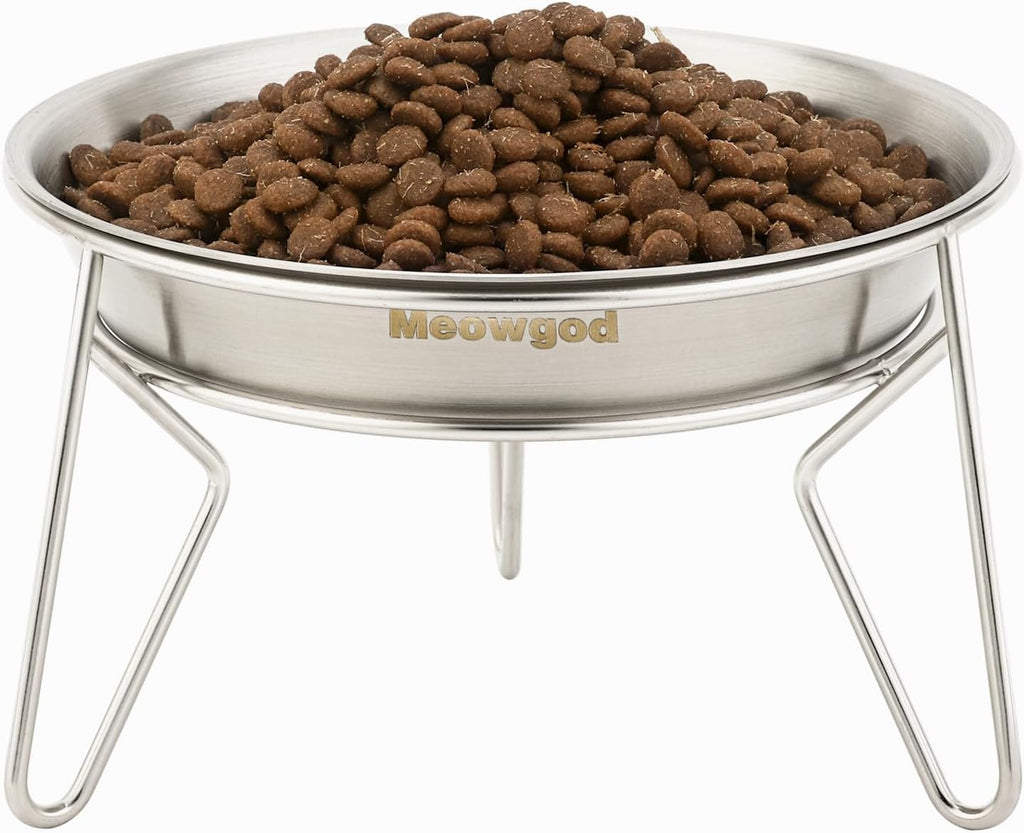 Elevated Cat Bowls,6.7" Extra Wide Raised Stainless Steel Cat Food Bowls with Anti-Slip Metal Stand Whisker Friendly Water Dishes for Indoor Cats and Small Dogs-1pack