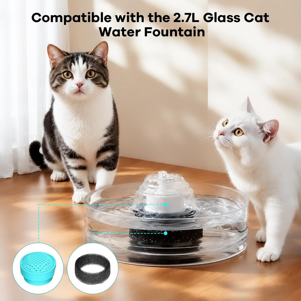 Cat Water Fountain Filters,Replacement Filters for 2.7L /91oz Glass Cat Water Fountain (8 Packs)