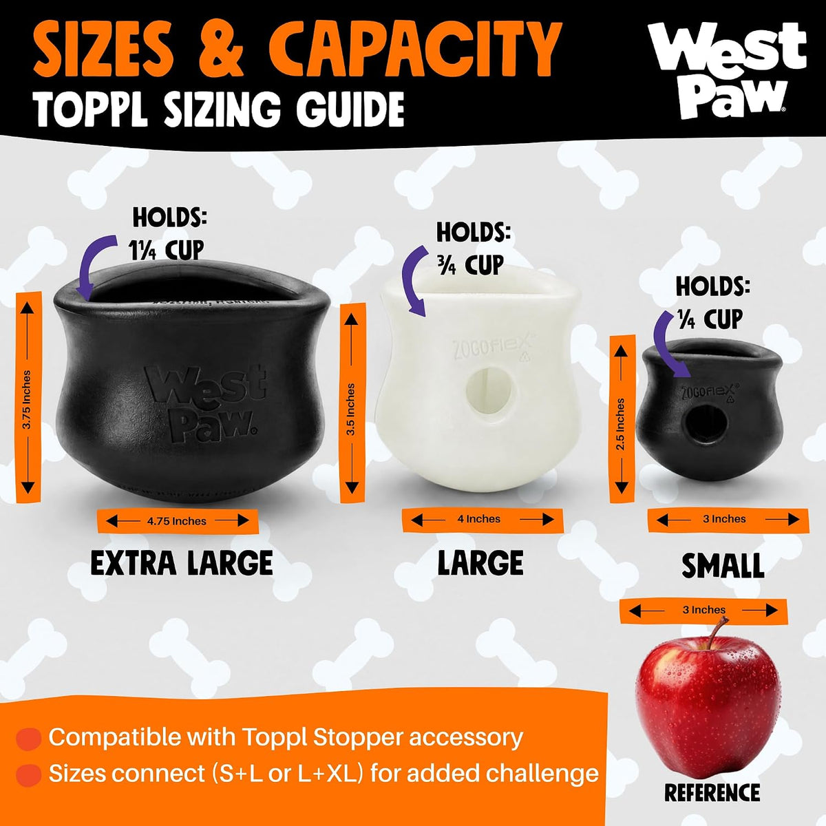 WEST PAW Toppl Large 4" Glow