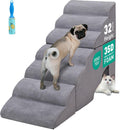 7-Step 35D Foam Dog Stair for High Beds 32 inches Tall, Grey