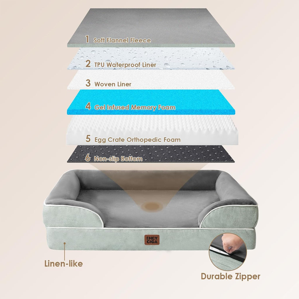 EHEYCIGA Orthopedic Extra Large Dog Bed, Waterproof Washable XL Pet Bed 44"