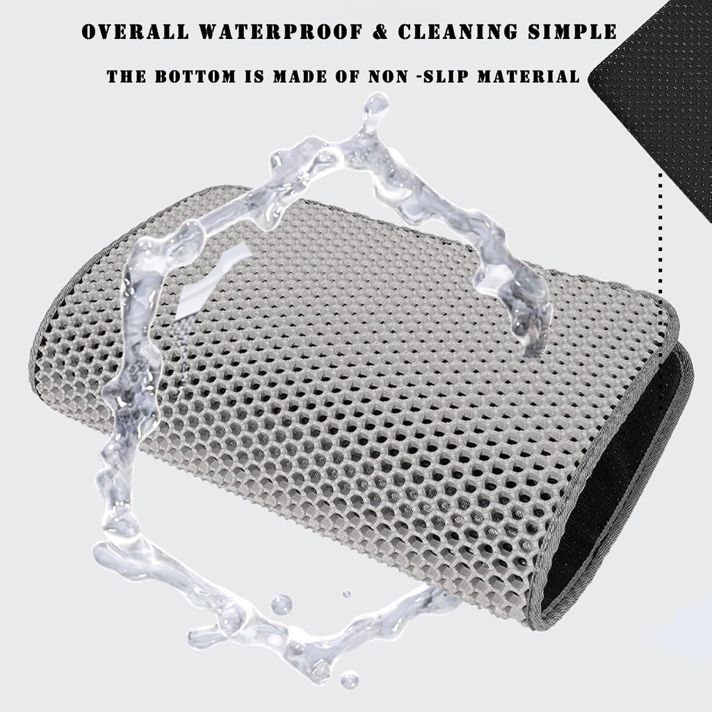 Cat Litter Mat, Double Layer Cat Litter Box Mat (30x22 Inch, Black)