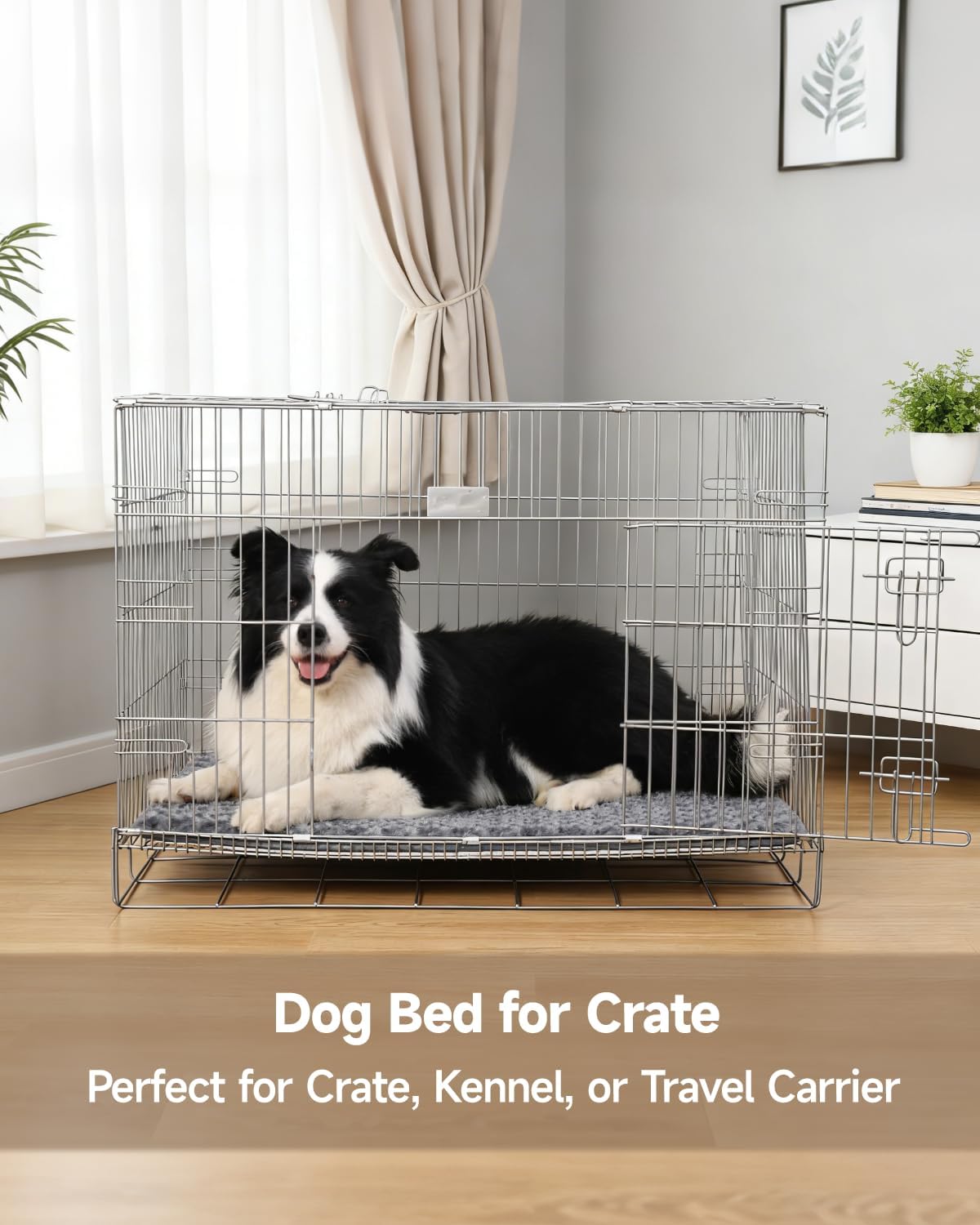 XXL Dog Bed for Crate Pad, High Resilience Foam Mat Bed, 47x29, Dark Grey